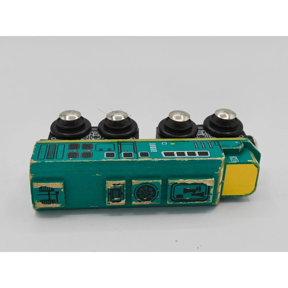 Vintage Style Wooden Diesel‎ Locomotive Train Engine 1208 Teal Yellow Magnetic